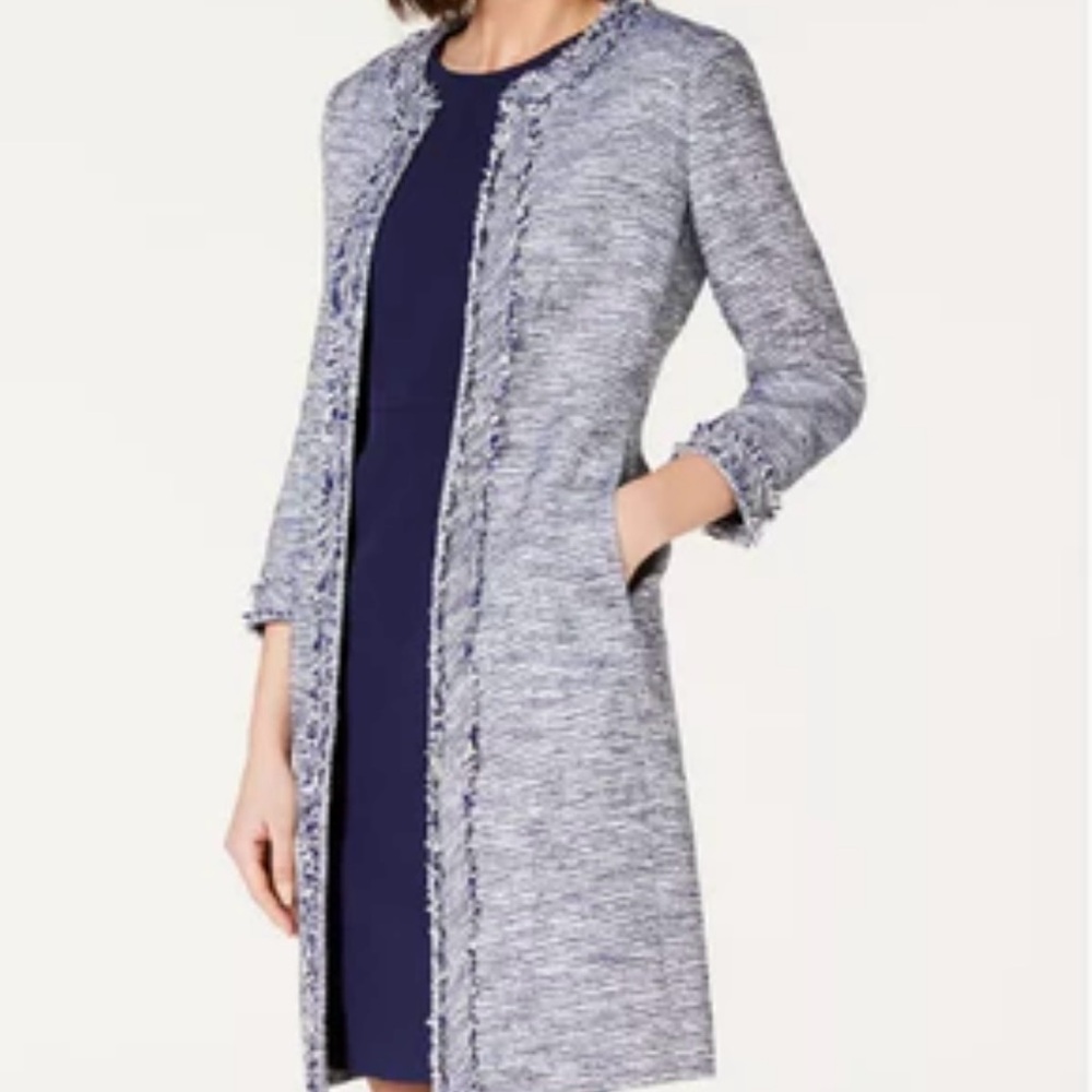 Anne Klein Blue and Gray Textured Blazer